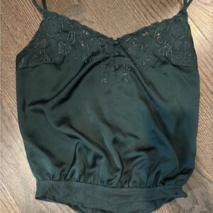 Dark Green Embroidered XS Camisole Top Fairycore